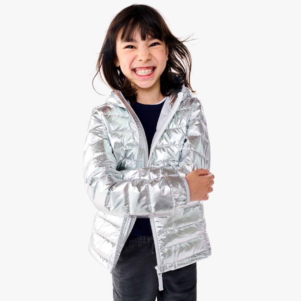 Primary NWT lightweight puffer jacket in silver 12Y
